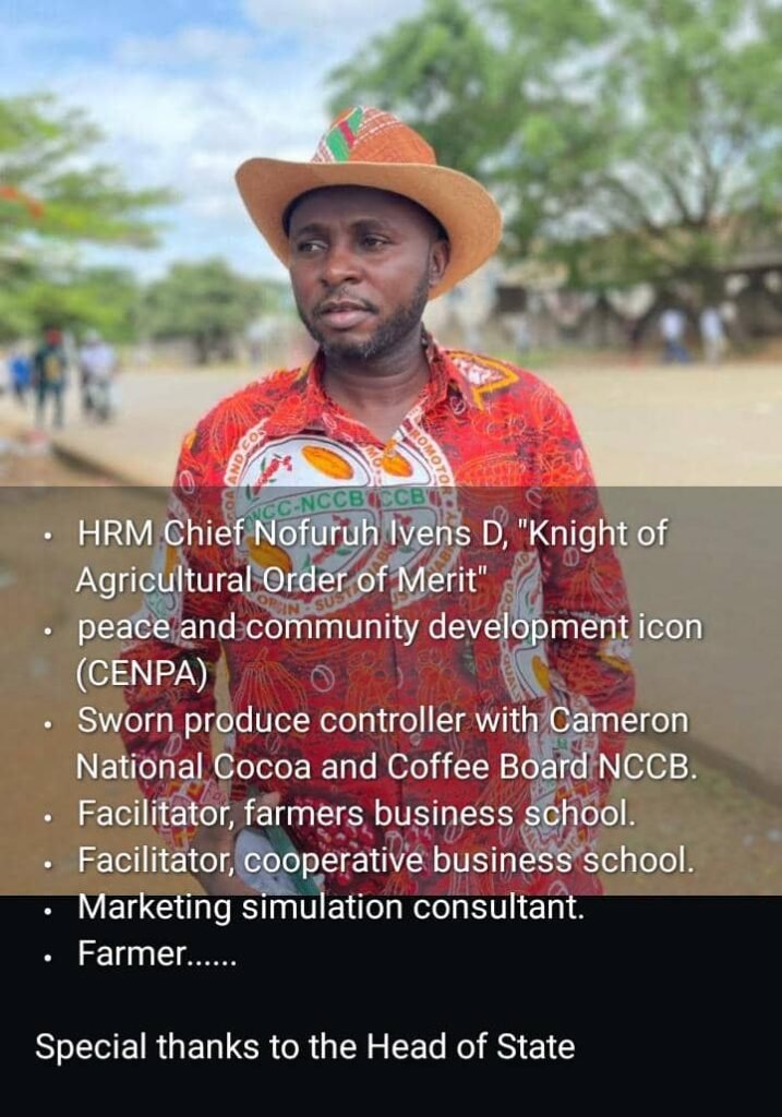 HRM Chief Nofuruh Ivans Disome Honored with Knight of the Agricultural Order of Merit